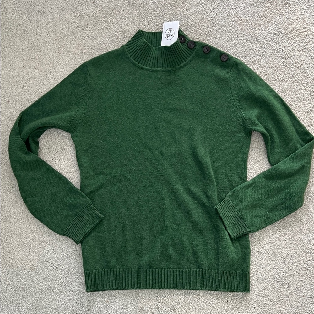 Hermes Green Button-Detail Sweater